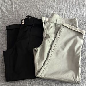 Women’s White House Black Market 2 pair Black & olive Green Chino Capri’s sz 14